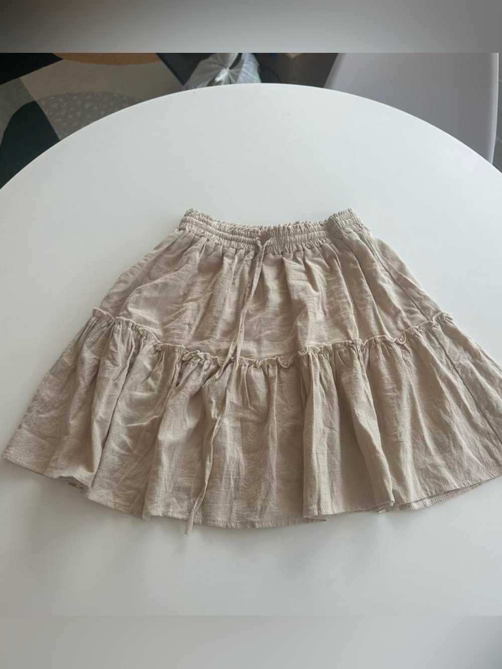 Beige/tan ruffled layer mini skirt